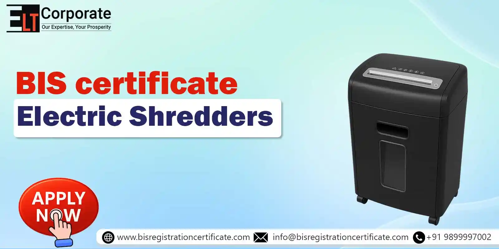 Get BIS Certification for Electric Shredders as per IS standards. Ensure product safety, quality, and compliance for smooth market approval in India.