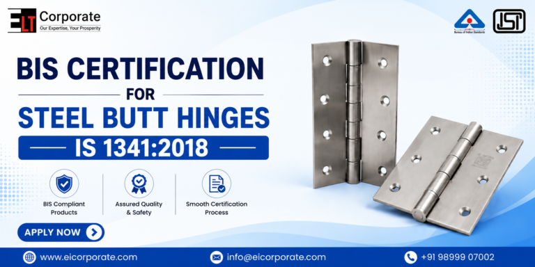 BIS Certification for Steel Butt Hinges IS 1341:2018 with steel butt hinge product and ISI certification compliance
