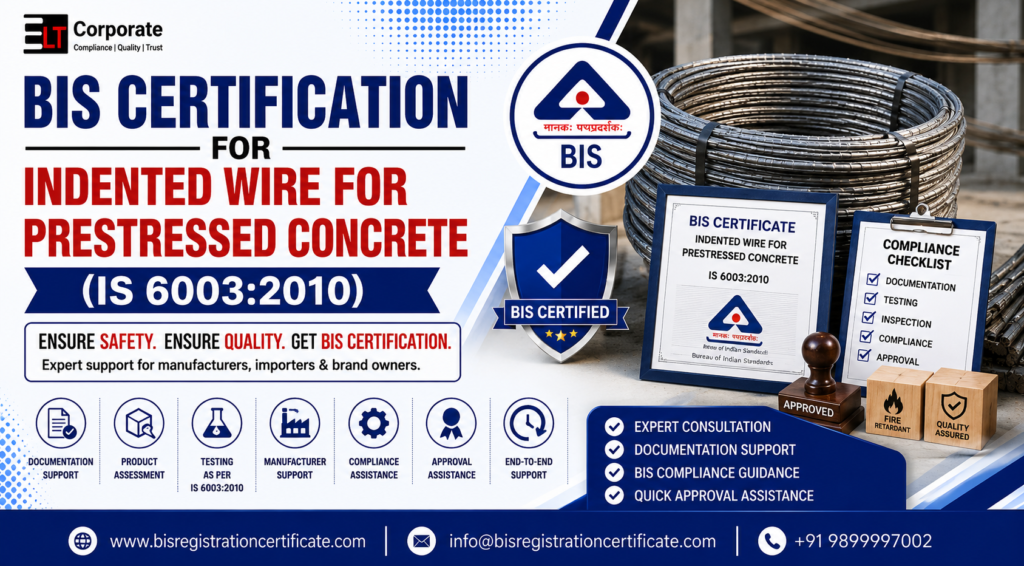 BIS Certification for Indented Wire for Prestressed Concrete (IS 6003:2010)